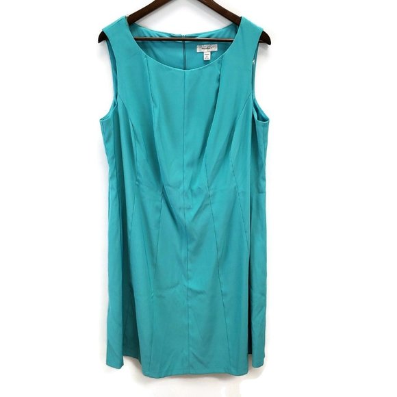 dressbarn Dresses & Skirts - Dressbarn Womens Sleeveless Dress Size 18 Blue Round Neck Knee Length Lined